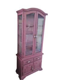 Dusty Rose Vintage-Style Glass Display Cabinet