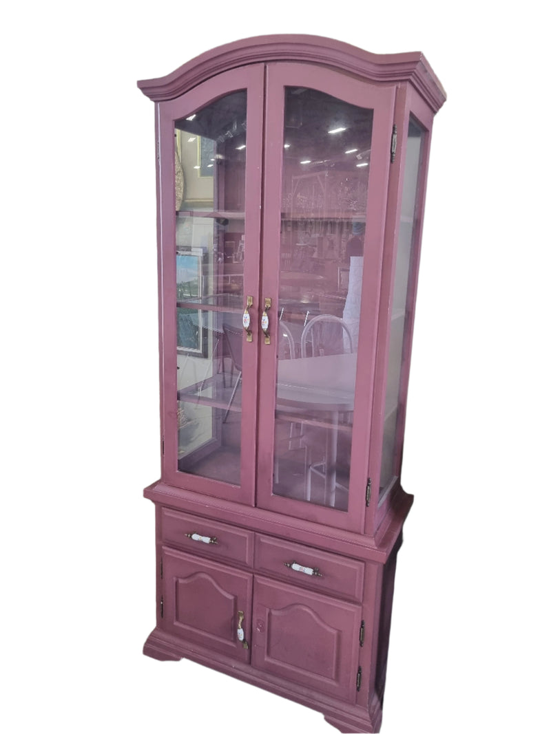 Dusty Rose Vintage-Style Glass Display Cabinet