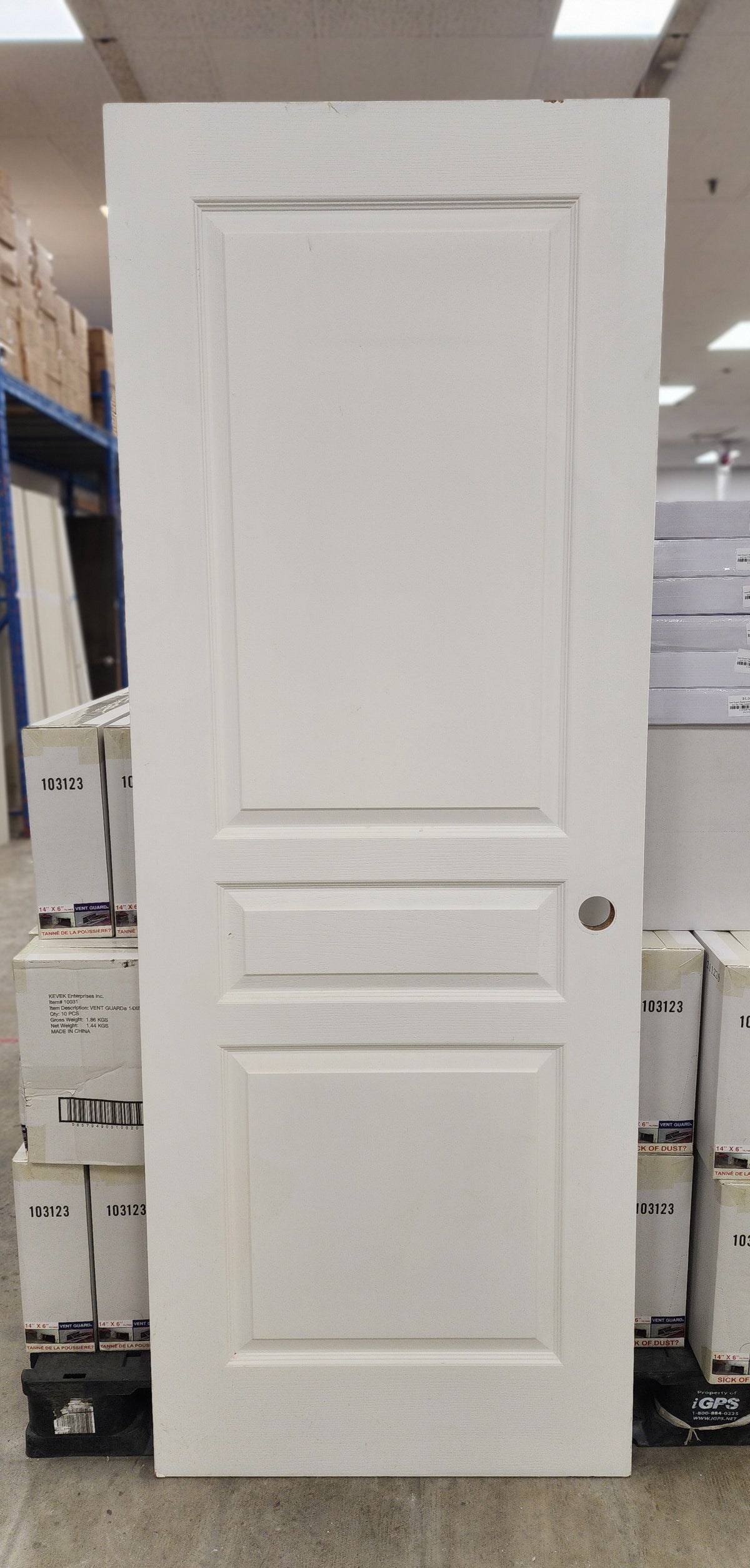 30" x 80" White 3 Panel Door