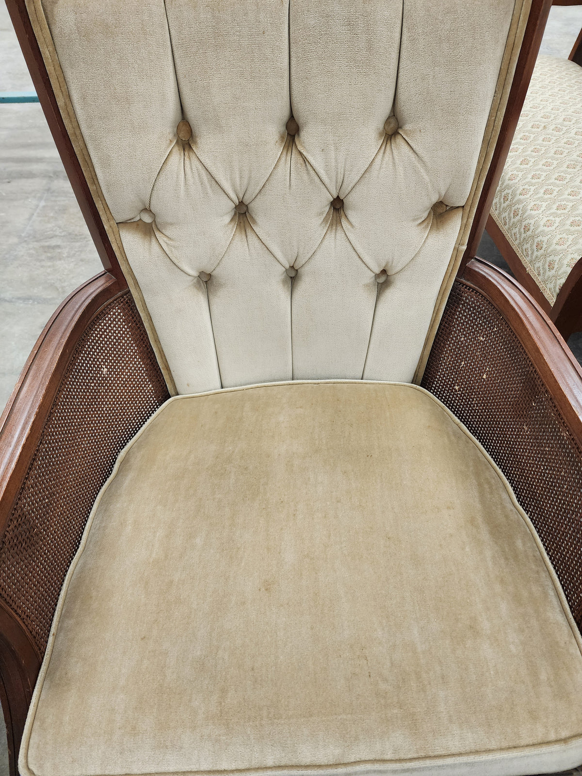 Vintage Tufted Light Brown Armchair