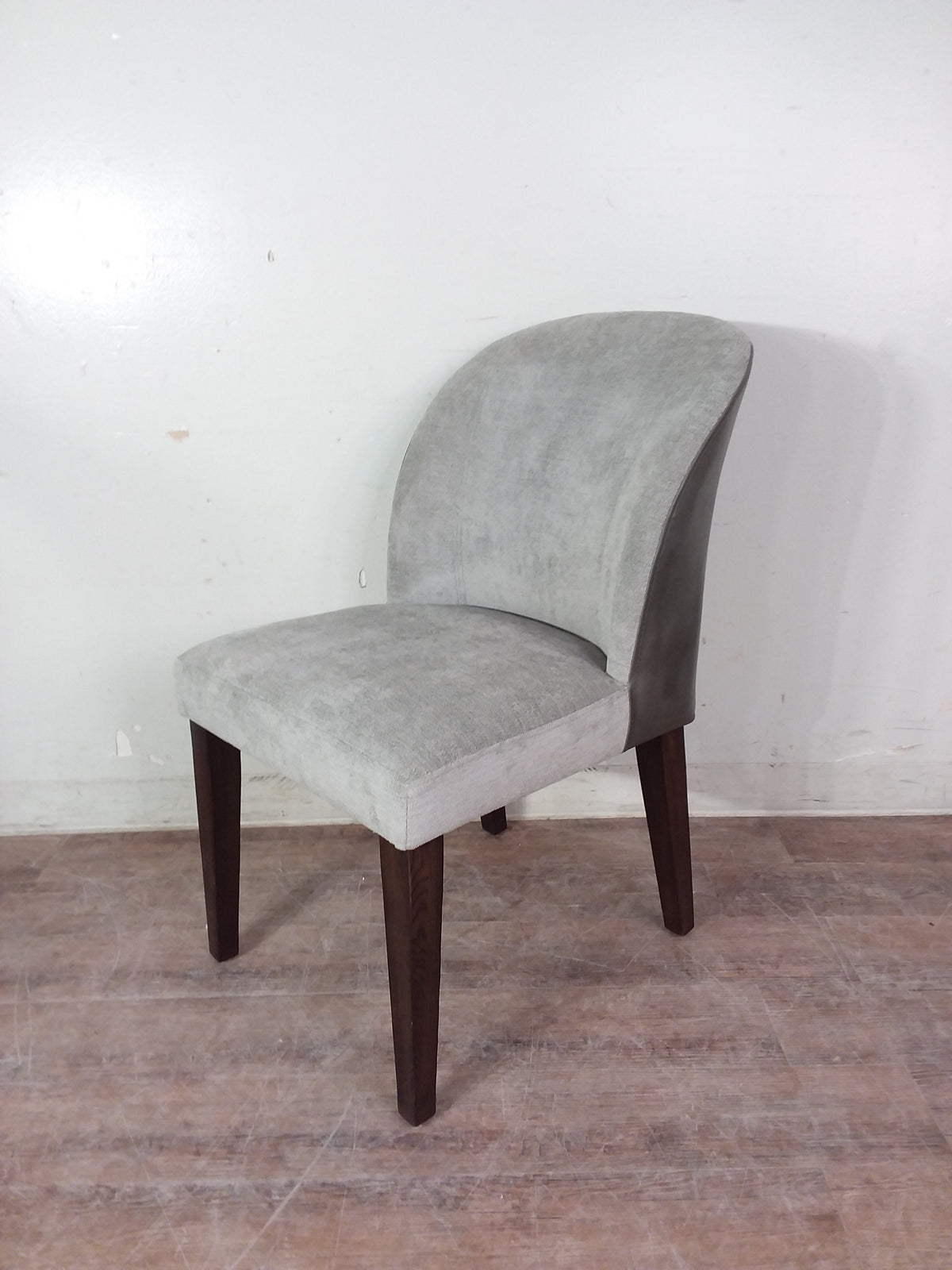 Grey Fabric w/Faux Leather Back Chair