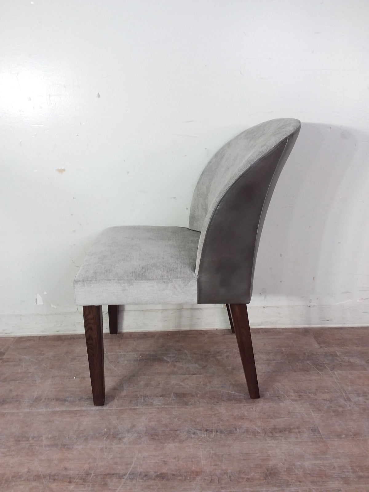 Grey Fabric w/Faux Leather Back Chair