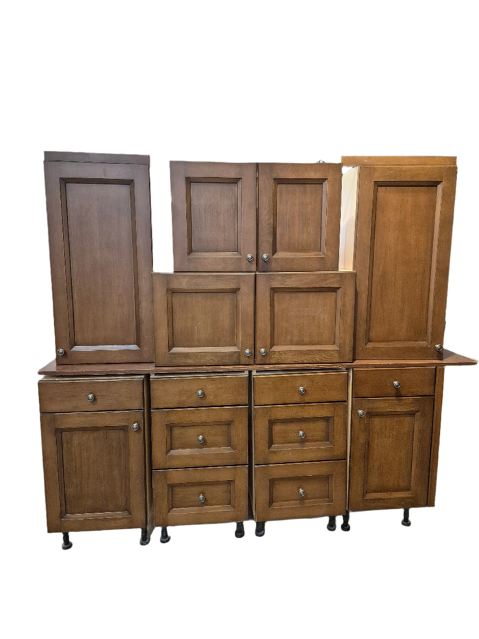 Brown Square Inset Cabinet Set