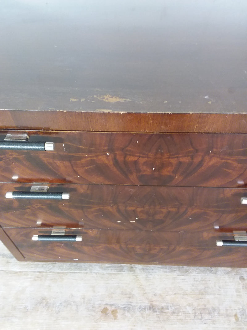 3 Drawer Wood Dresser With Black Handles