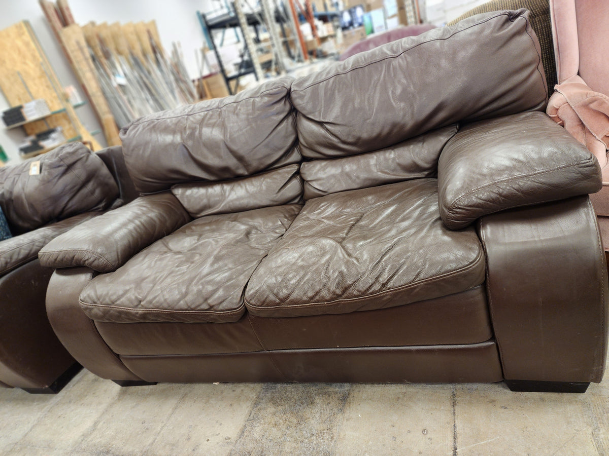 Brown Leather Loveseat