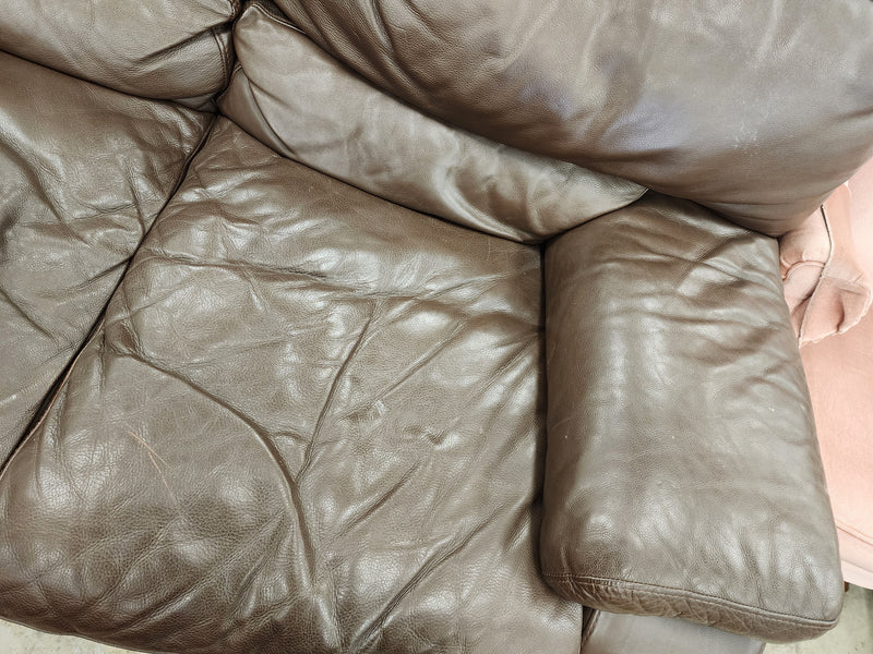 Brown Leather Loveseat