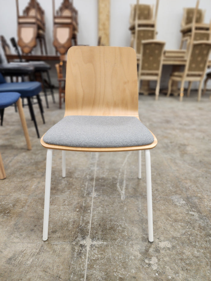 Oak & Grey Chair w/ White Legs