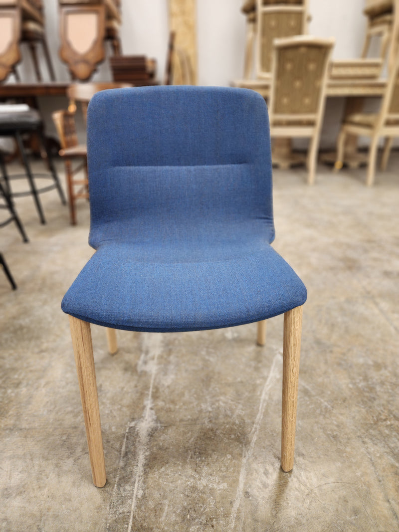 Blue Upholstered Chair w/ Wooden Legs