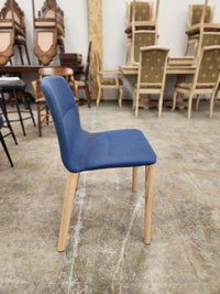 Blue Upholstered Chair w/ Wooden Legs