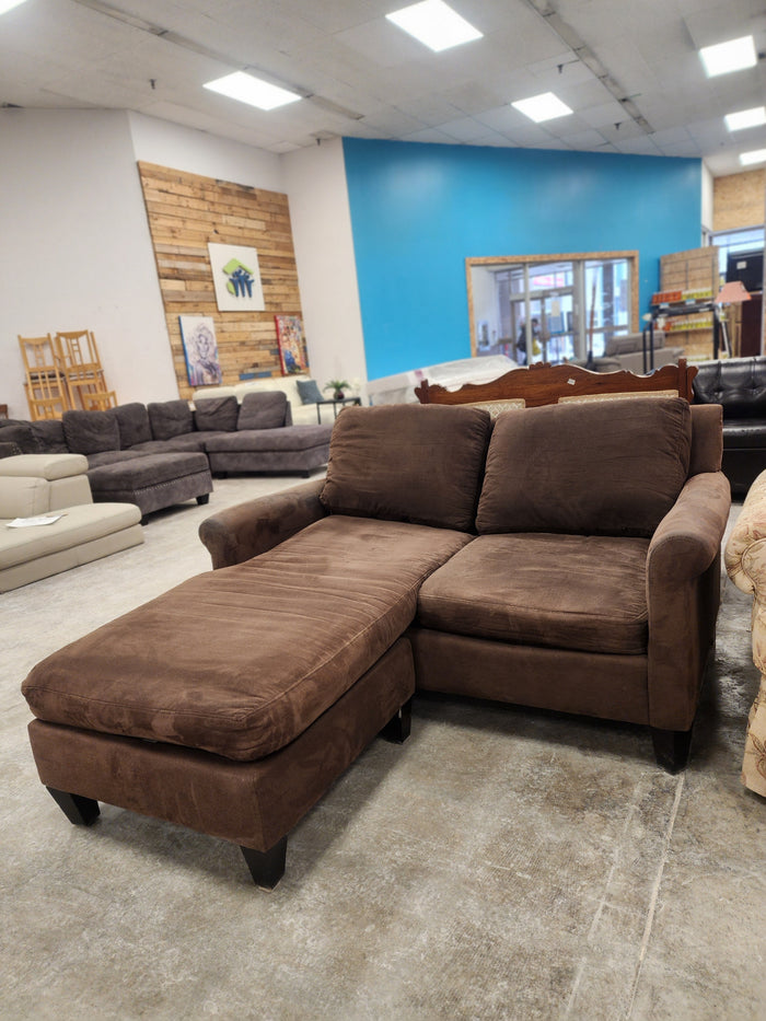 Dark Brown L-Shaped 2-Seater Sofa