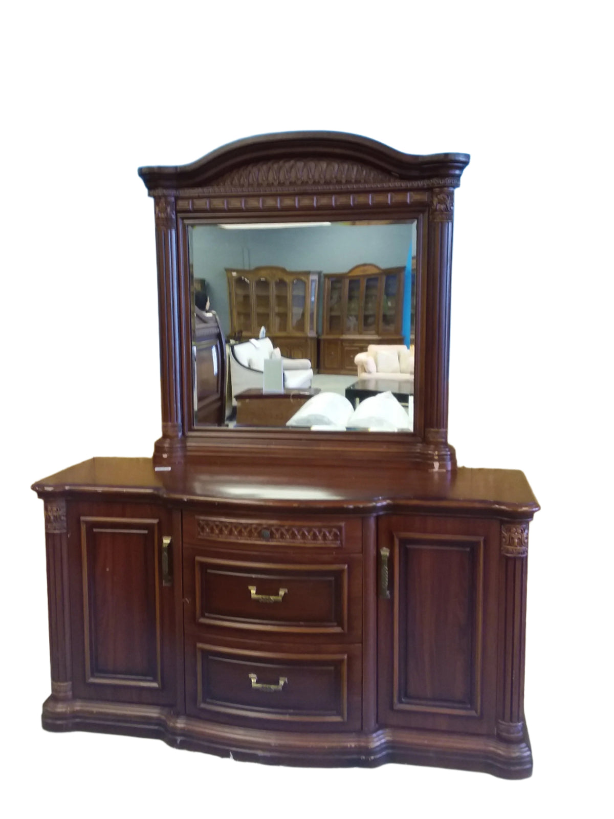 Dark Brown Bedroom Dresser with Mirror