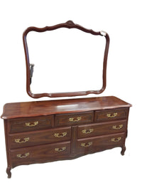 64" Dark Brown Bedroom Dresser with Mirror