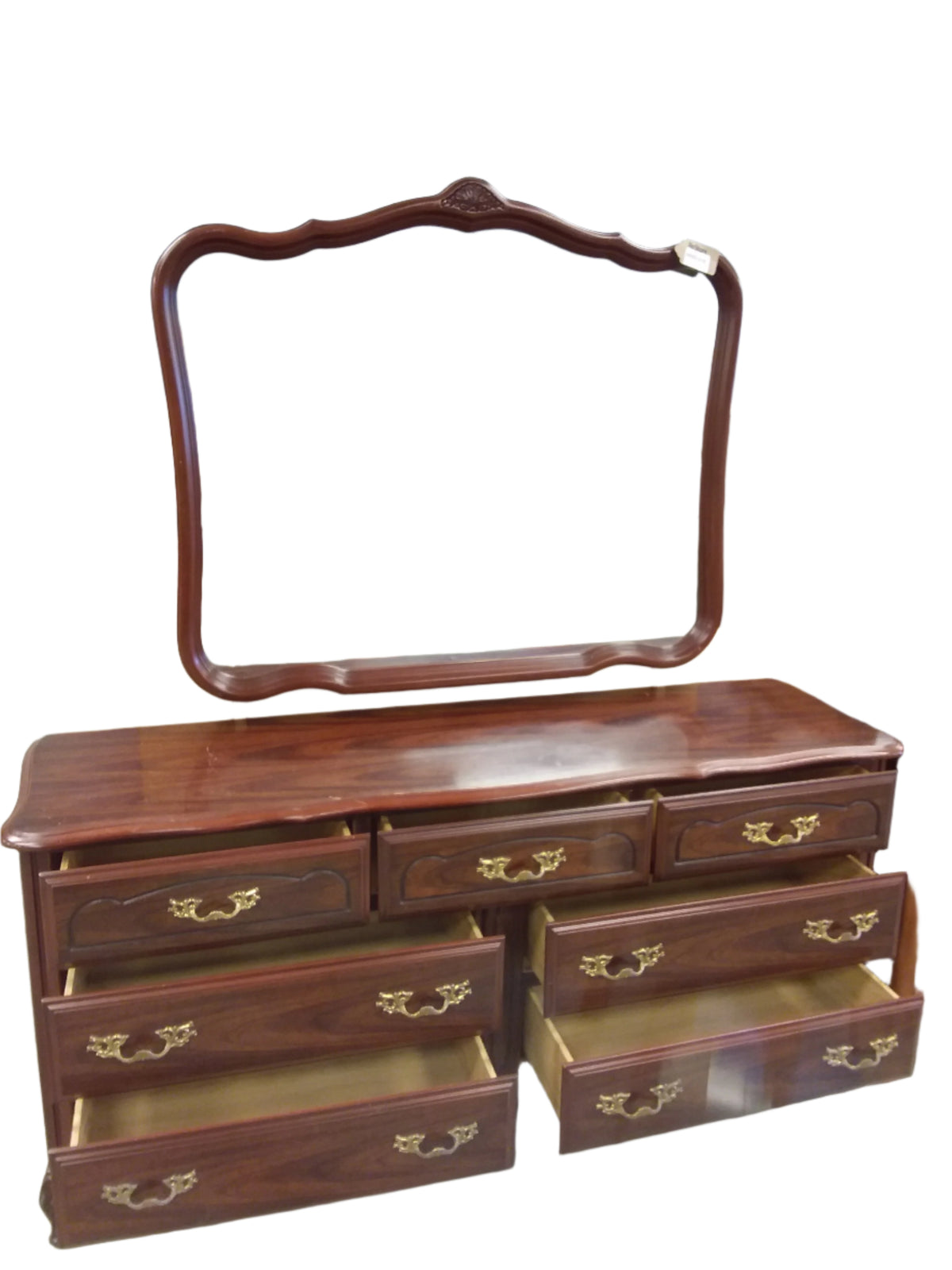 64" Dark Brown Bedroom Dresser with Mirror