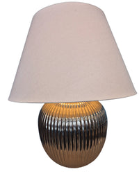 Silver-Glass Table Lamp with Off-White Shade