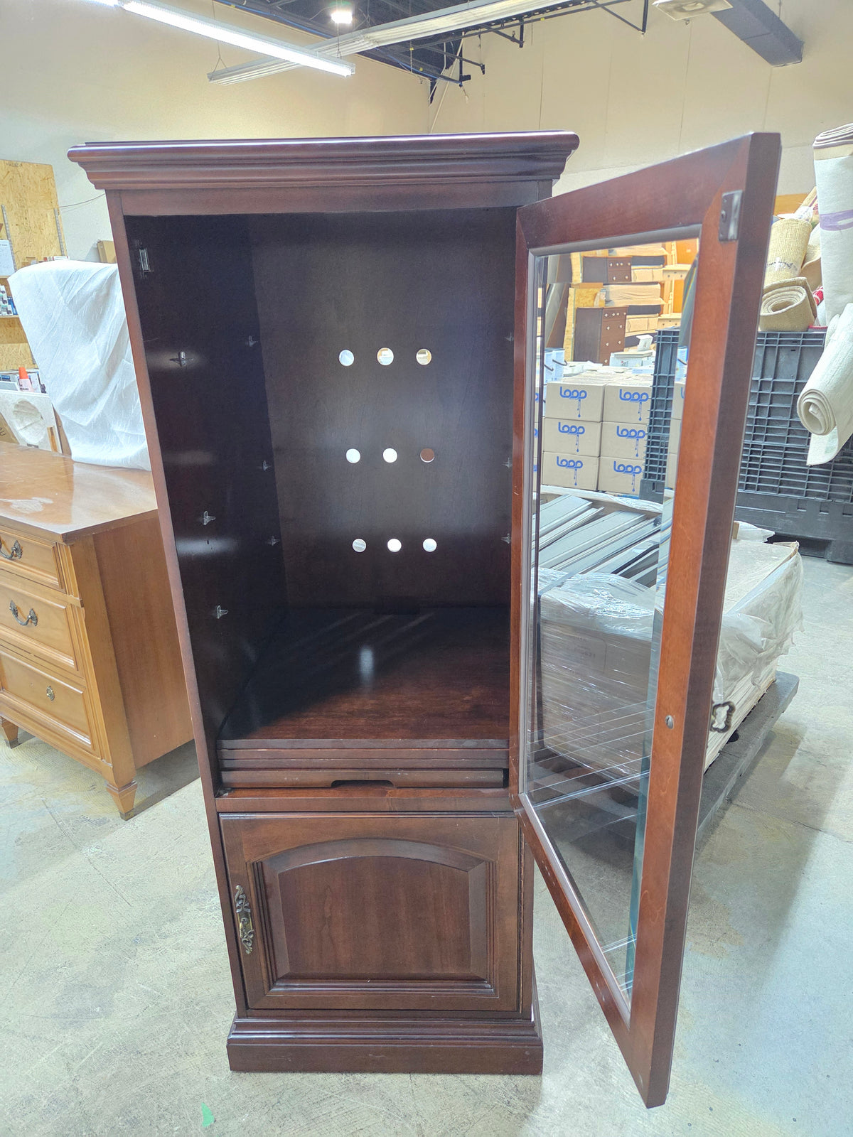 Classic Solid Wood Display Cabinet with Glass Door
