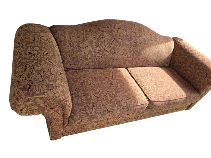 Vintage Gold & Brown Leaf Upholstered Fabric Sofa