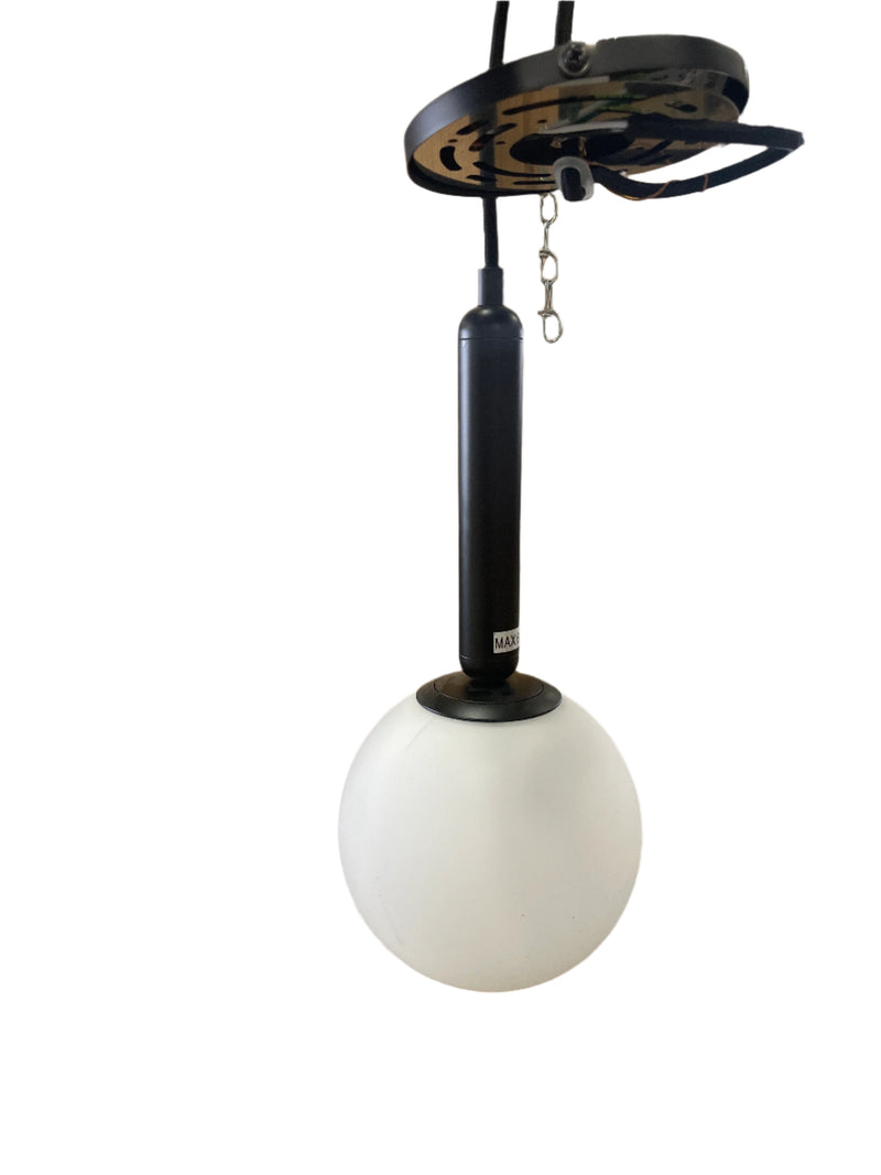 FDPBY Modern Hanging Light Fixture Pendant Lighting for Kitchen Island Mid Century Black Pendant Lights with Globe Milky White Glass Pendant Light