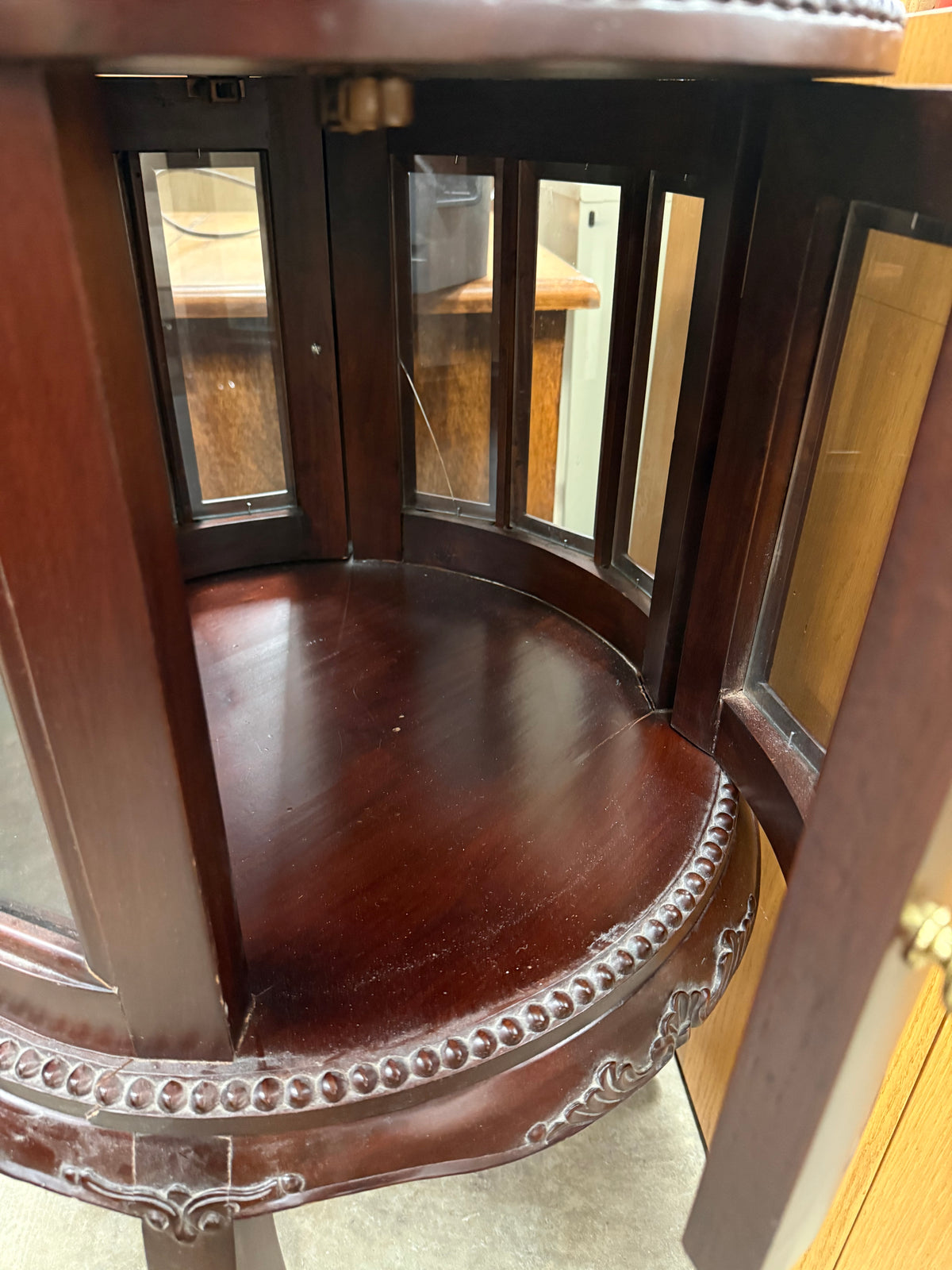 Vintage Circular Mahogany Vitrine Side Table