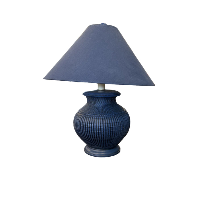 21-Inch Blue Ceramic Basket Lamp