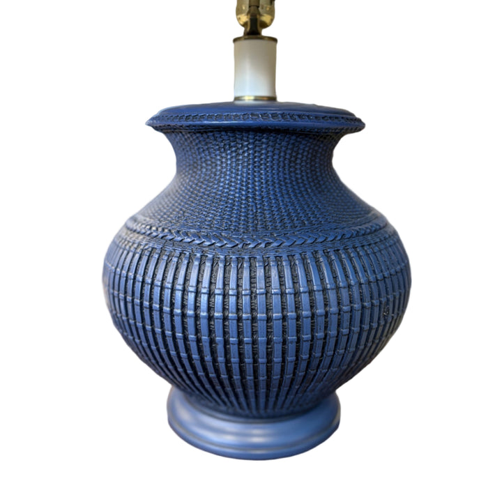 21-Inch Blue Ceramic Basket Lamp