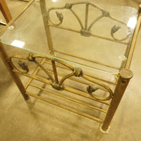 21-inch W Vintage Style Metal Frame Glass Top Coffee Table in Bronze