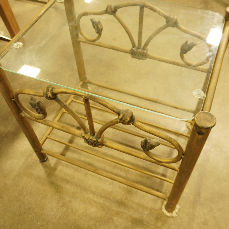 21-inch W Vintage Style Metal Frame Glass Top Coffee Table in Bronze