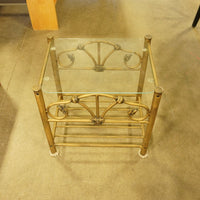 21-inch W Vintage Style Metal Frame Glass Top Coffee Table in Bronze