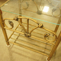 21-inch W Vintage Style Metal Frame Glass Top Coffee Table in Bronze