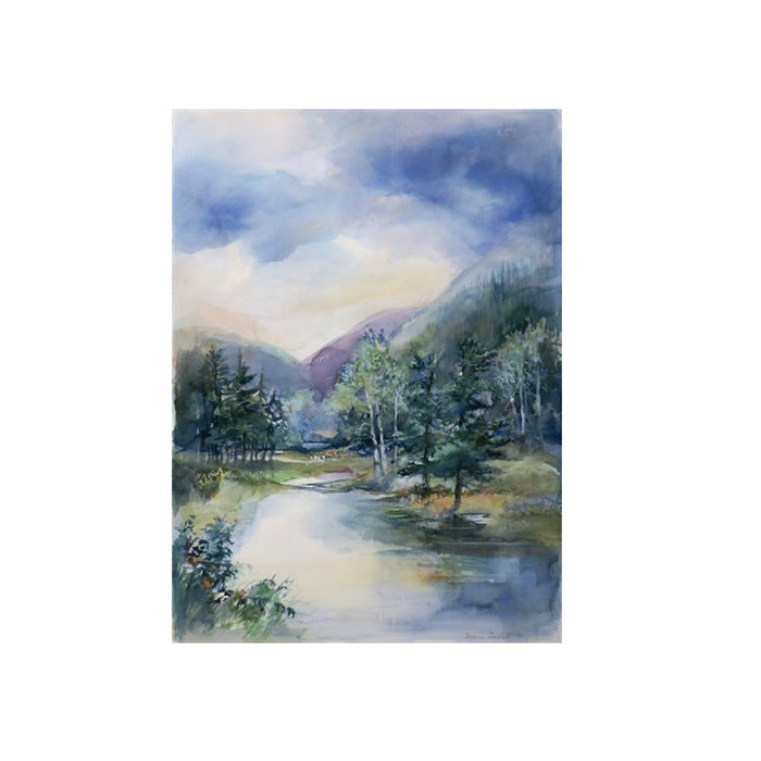 Pond and Sky 33-inch Watercolor Painting by Bernice Tindall