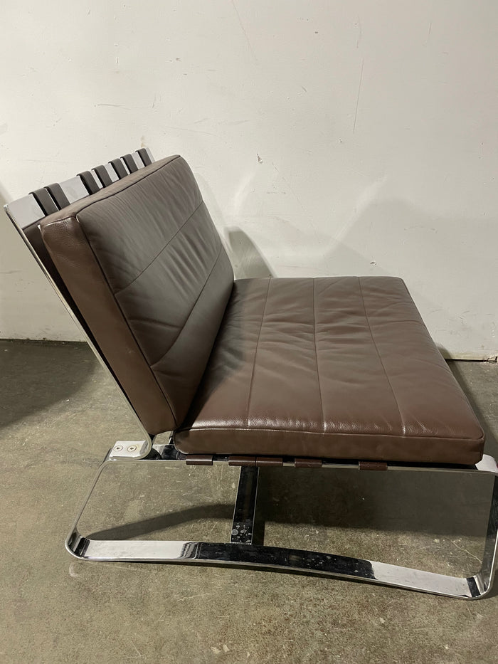 Minotti Chocolate Brown Leather Accent Chair