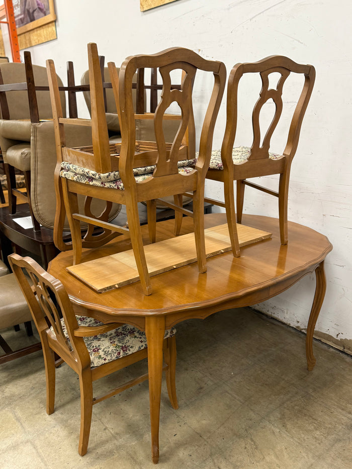 Vintage Birch Wood Oval Shaped Dining Set