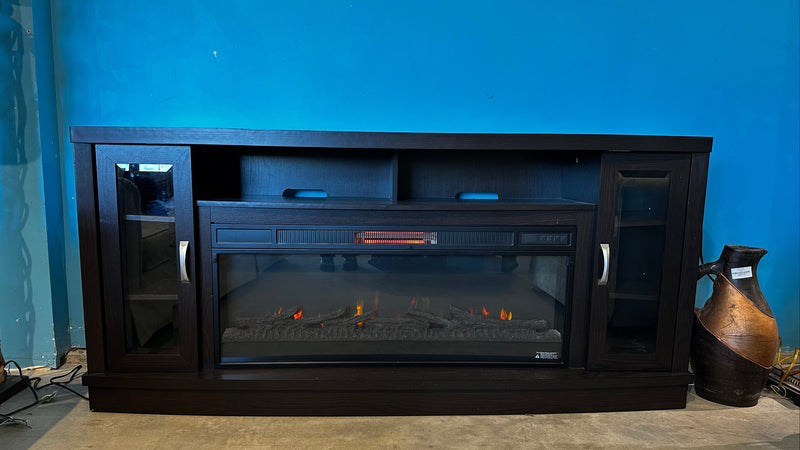 Hutchinson TV Stand for TVs up to 80″ Oak Espresso with Electric fireplace