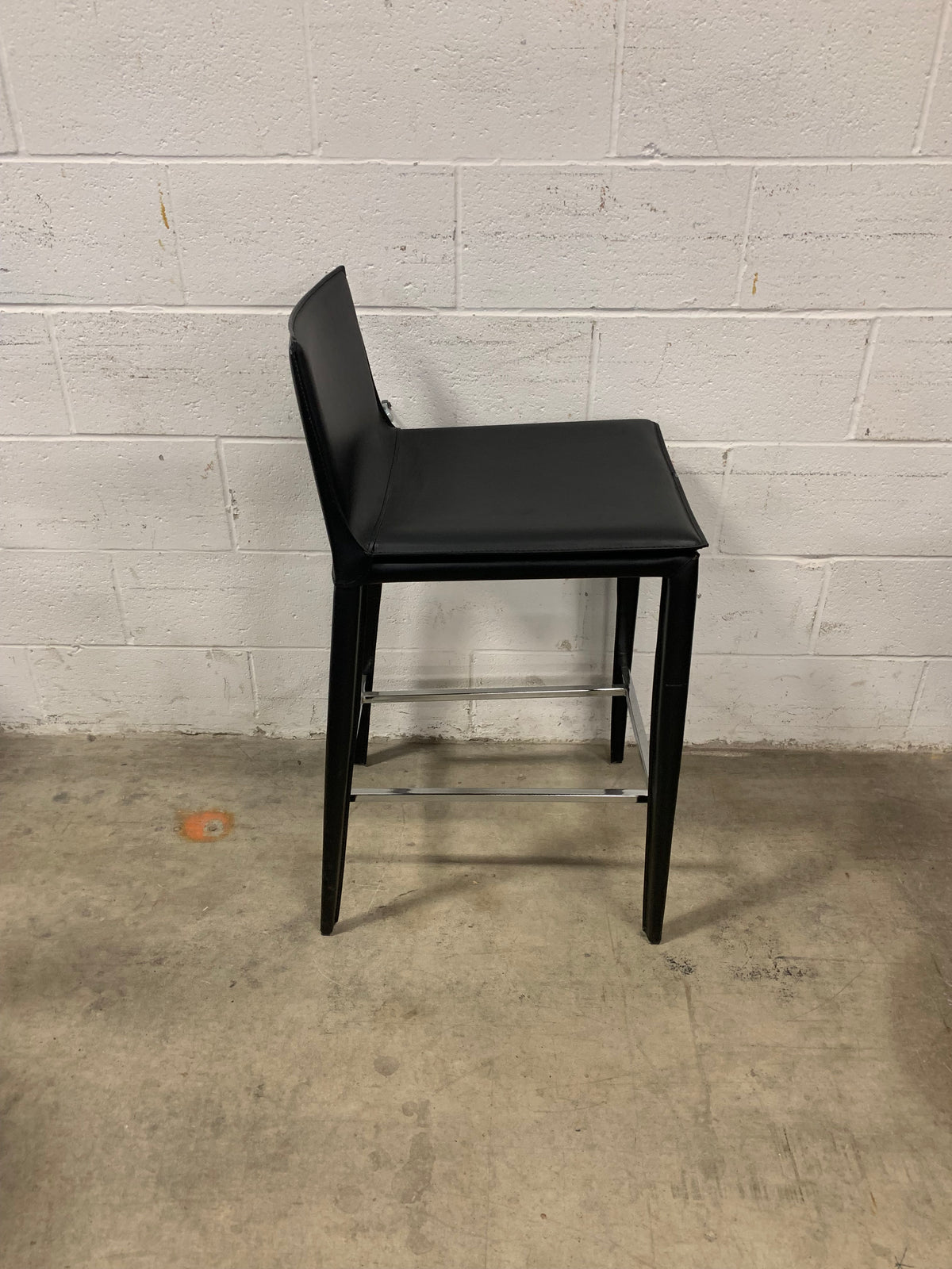 Black Faux Leather Bar Stool