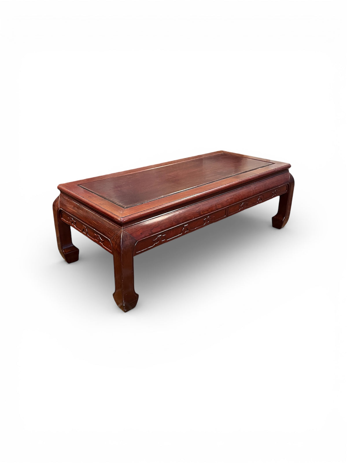 Red Tone Coffee Table with Carvings