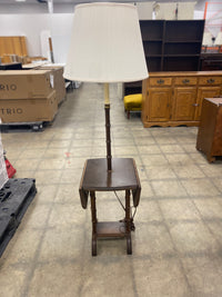 Mid Century Dark Brown Floor Lamp Side Table