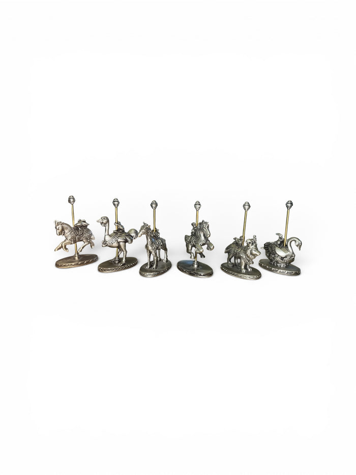 Hudson Pewter Blue Top Carousel Animal Decorative Set