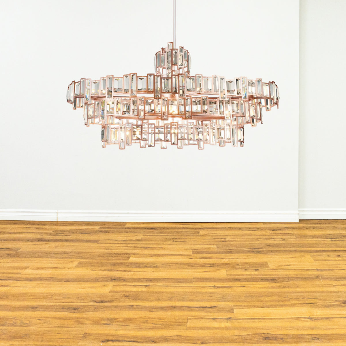 21 Light Down Chandelier With Champagne Finish - 52" L x 30" W x 22" H