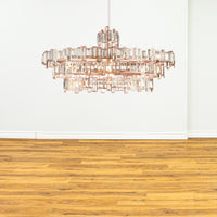 21 Light Down Chandelier With Champagne Finish - 52" L x 30" W x 22" H