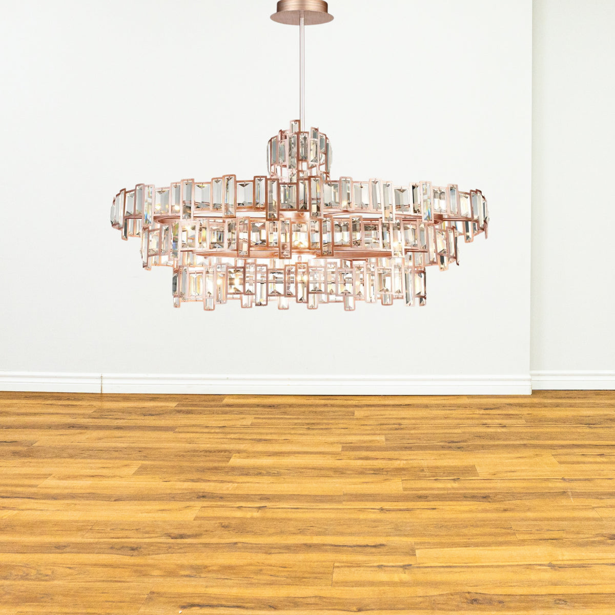 21 Light Down Chandelier With Champagne Finish - 52" L x 30" W x 22" H