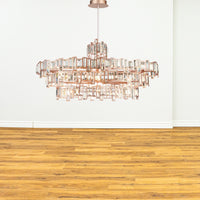 21 Light Down Chandelier With Champagne Finish - 52" L x 30" W x 22" H