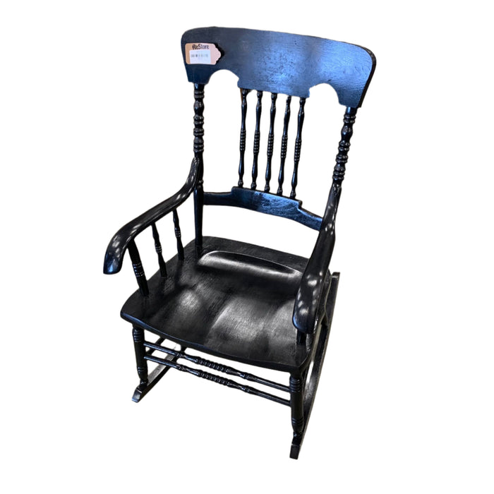 22-inch W Solid Wooden Rocking Chair in Black