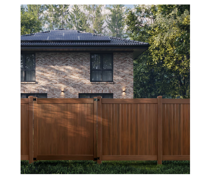 6' x 6' Vinyl Woodgrain Pre-Assembled Self-Closing Fence Gate Hickory