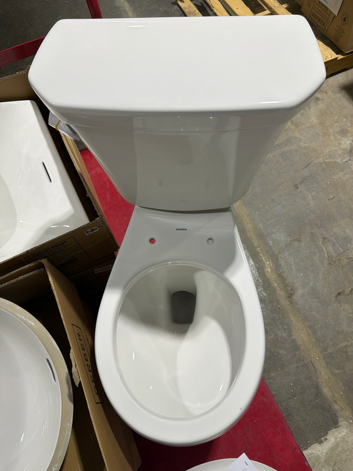 Classic Gerber White Porcelain Round Toilet Bowl + Tank