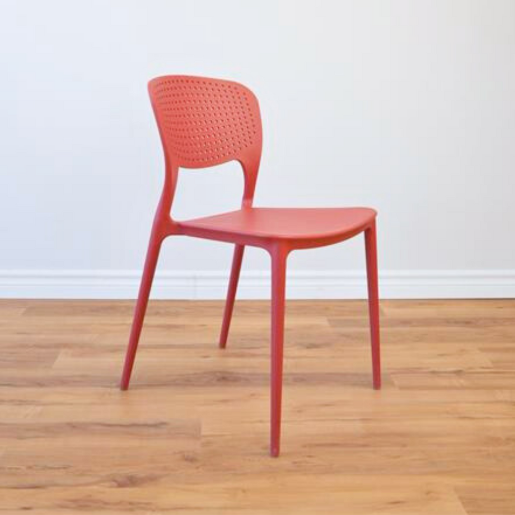 Modern Minimalist Plastic Dining Chair- Red