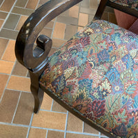 23-inch W Wooden Armchair w/ Floral Patterned Upholstery