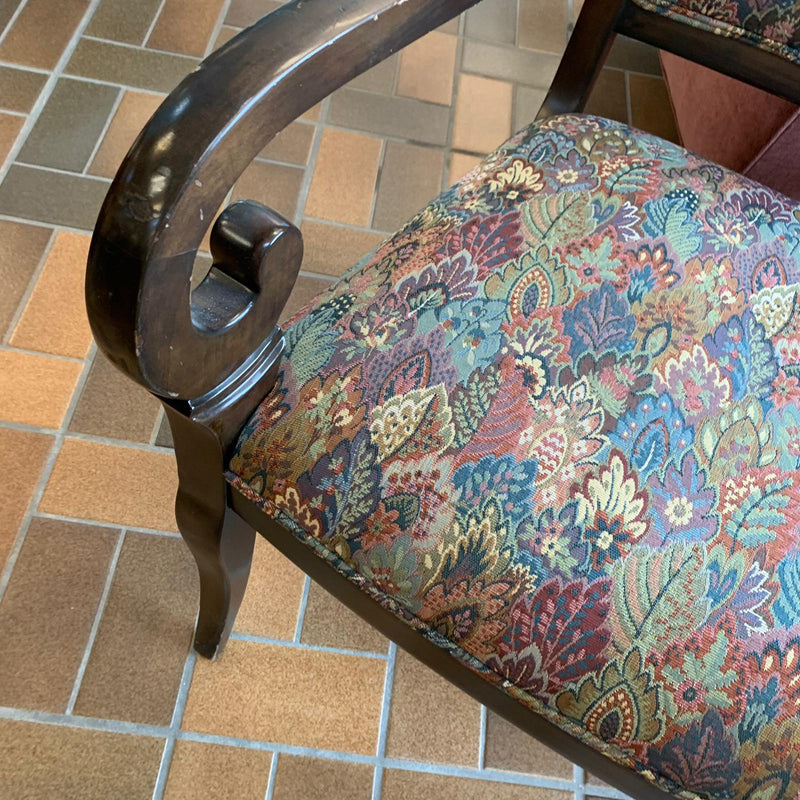 23-inch W Wooden Armchair w/ Floral Patterned Upholstery