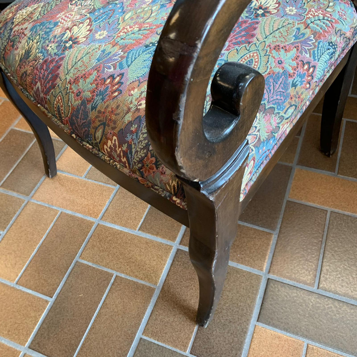 23-inch W Wooden Armchair w/ Floral Patterned Upholstery
