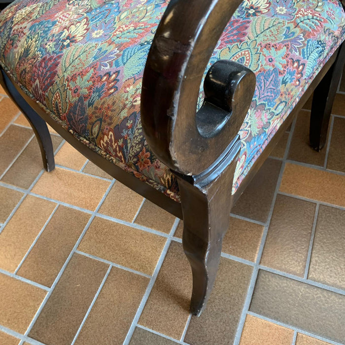 23-inch W Wooden Armchair w/ Floral Patterned Upholstery