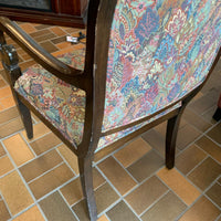 23-inch W Wooden Armchair w/ Floral Patterned Upholstery