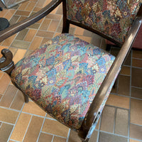 23-inch W Wooden Armchair w/ Floral Patterned Upholstery